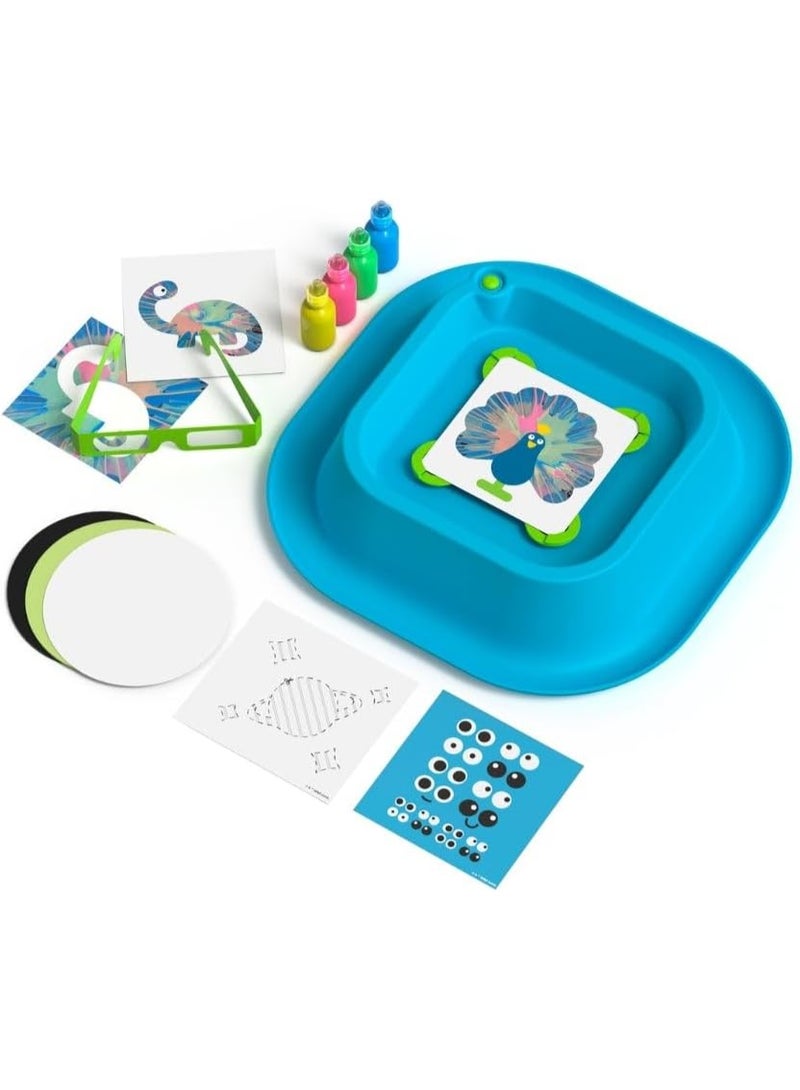 Discovery 3D Neon Spin Motorized Art Station Includes Spin Machine, 3D Glasses, Paints, Templates, Paper | Arts and Crafts for Kids | Supplies Painting Set Activity Kit for Boys & Girls - Image 5